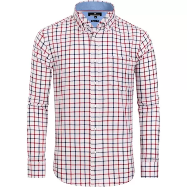 Alimens &amp; Gentle Men's Plaid Button Down Shirts Cotton Long Sleeve Dress Shirts Regular Fit Gingham Shirts
