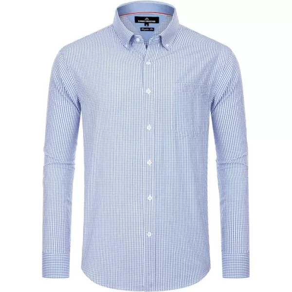 Alimens &amp; Gentle Men's Plaid Button Down Shirts Cotton Long Sleeve Dress Shirts Regular Fit Gingham Shirts
