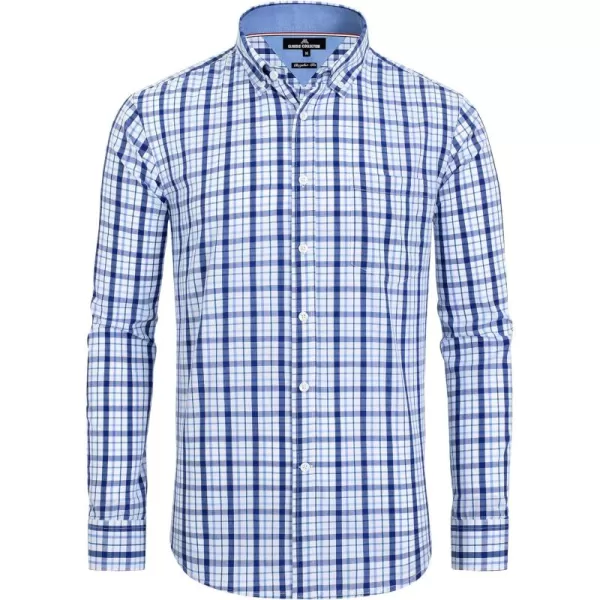 Alimens &amp; Gentle Men's Plaid Button Down Shirts Cotton Long Sleeve Dress Shirts Regular Fit Gingham Shirts