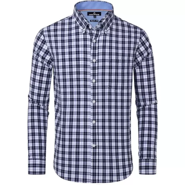 Alimens &amp; Gentle Men's Plaid Button Down Shirts Cotton Long Sleeve Dress Shirts Regular Fit Gingham Shirts