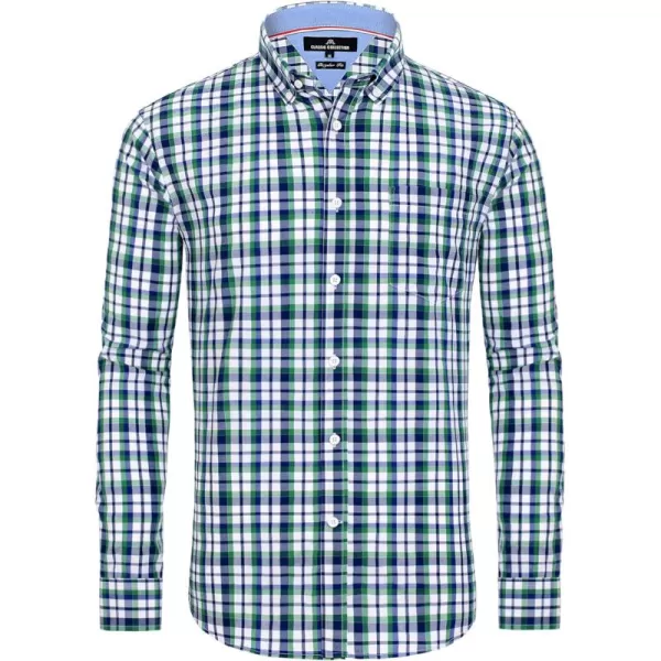 Alimens &amp; Gentle Men's Plaid Button Down Shirts Cotton Long Sleeve Dress Shirts Regular Fit Gingham Shirts