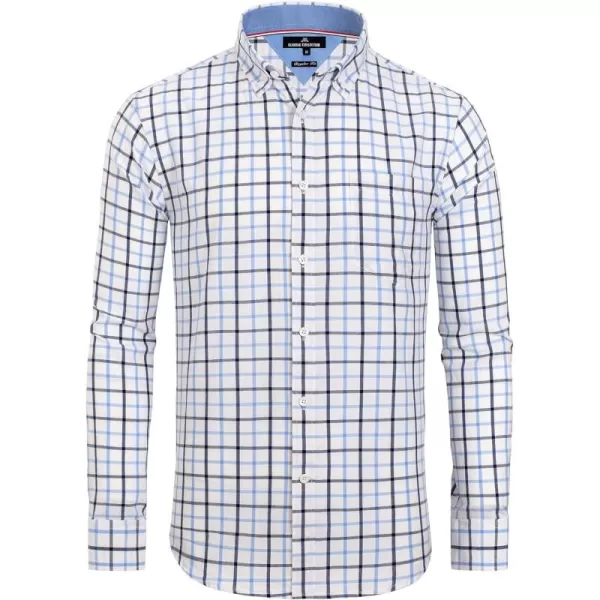 Alimens &amp; Gentle Men's Plaid Button Down Shirts Cotton Long Sleeve Dress Shirts Regular Fit Gingham Shirts