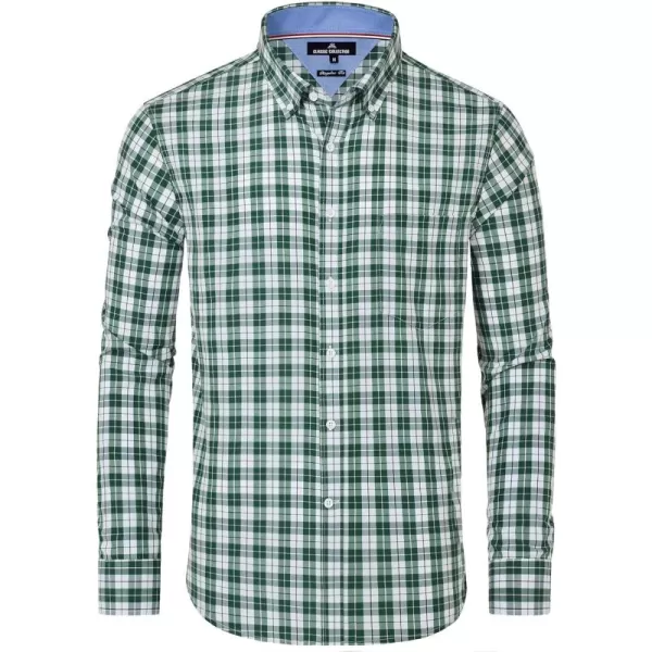 Alimens &amp; Gentle Men's Plaid Button Down Shirts Cotton Long Sleeve Dress Shirts Regular Fit Gingham Shirts