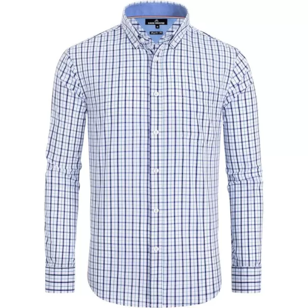 Alimens &amp; Gentle Men's Plaid Button Down Shirts Cotton Long Sleeve Dress Shirts Regular Fit Gingham Shirts