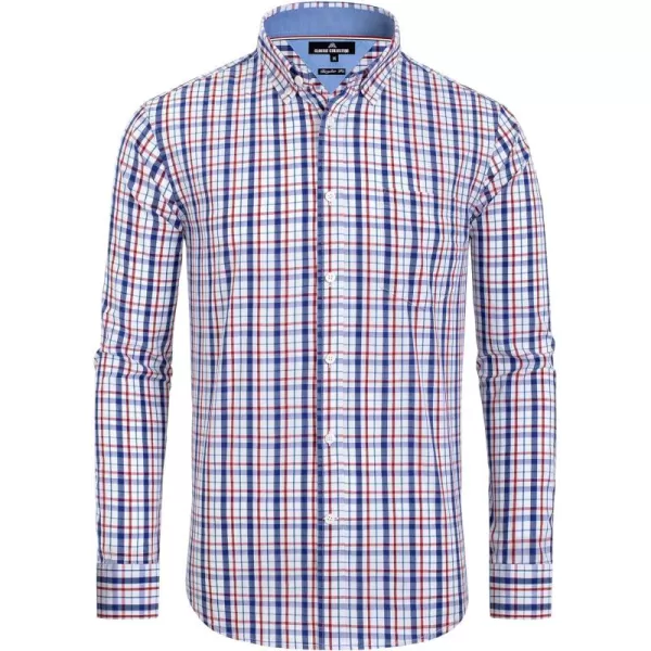 Alimens &amp; Gentle Men's Plaid Button Down Shirts Cotton Long Sleeve Dress Shirts Regular Fit Gingham Shirts