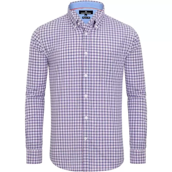Alimens &amp; Gentle Men's Plaid Button Down Shirts Cotton Long Sleeve Dress Shirts Regular Fit Gingham Shirts