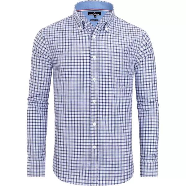 Alimens &amp; Gentle Men's Plaid Button Down Shirts Cotton Long Sleeve Dress Shirts Regular Fit Gingham Shirts