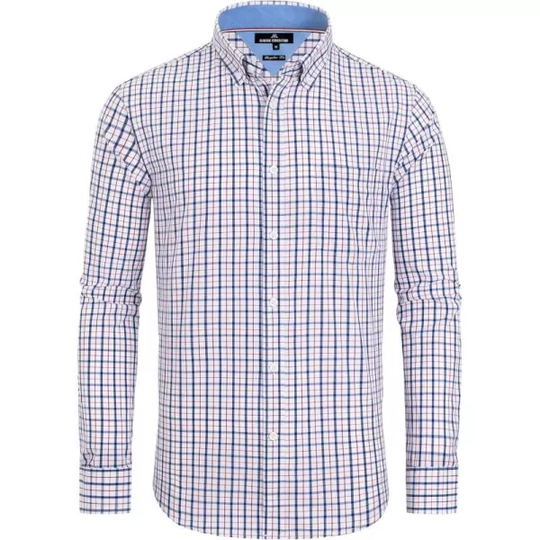 Alimens &amp; Gentle Men's Plaid Button Down Shirts Cotton Long Sleeve Dress Shirts Regular Fit Gingham Shirts