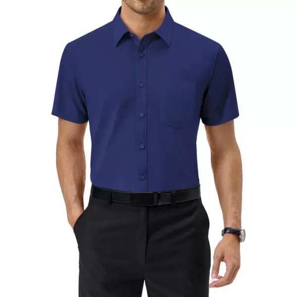Alimens &amp; Gentle Mens Short Sleeve Dress Shirts Regular Fit Cotton Stretch Wrinkle-Resistant Button Down Shirts