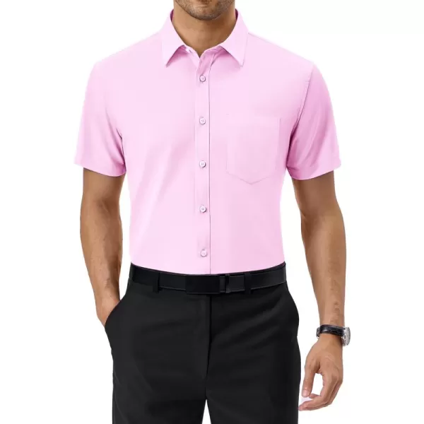 Alimens &amp; Gentle Mens Short Sleeve Dress Shirts Regular Fit Cotton Stretch Wrinkle-Resistant Button Down Shirts