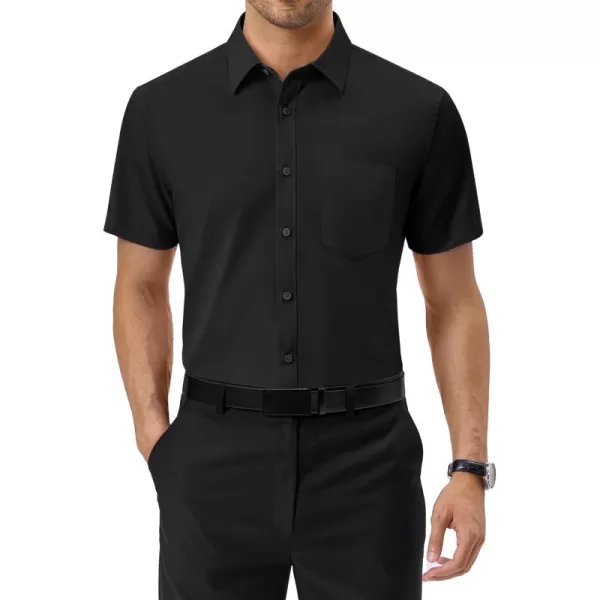Alimens &amp; Gentle Mens Short Sleeve Dress Shirts Regular Fit Cotton Stretch Wrinkle-Resistant Button Down Shirts