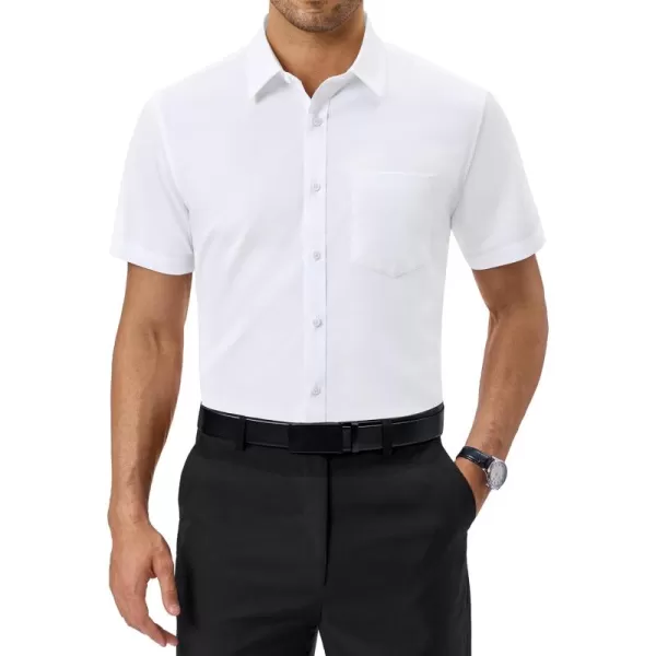 Alimens &amp; Gentle Mens Short Sleeve Dress Shirts Regular Fit Cotton Stretch Wrinkle-Resistant Button Down Shirts