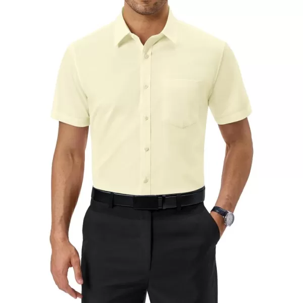 Alimens &amp; Gentle Mens Short Sleeve Dress Shirts Regular Fit Cotton Stretch Wrinkle-Resistant Button Down Shirts