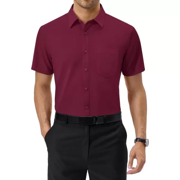 Alimens &amp; Gentle Mens Short Sleeve Dress Shirts Regular Fit Cotton Stretch Wrinkle-Resistant Button Down Shirts