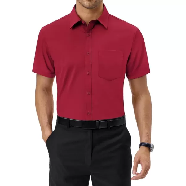 Alimens &amp; Gentle Mens Short Sleeve Dress Shirts Regular Fit Cotton Stretch Wrinkle-Resistant Button Down Shirts