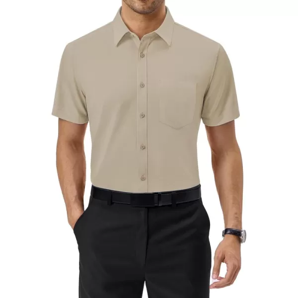 Alimens &amp; Gentle Mens Short Sleeve Dress Shirts Regular Fit Cotton Stretch Wrinkle-Resistant Button Down Shirts