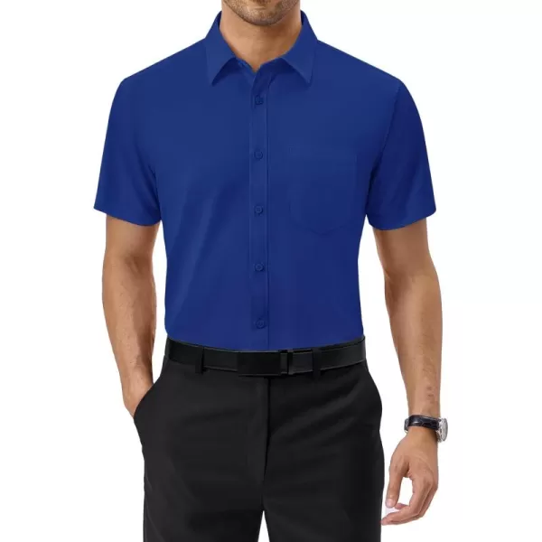 Alimens &amp; Gentle Mens Short Sleeve Dress Shirts Regular Fit Cotton Stretch Wrinkle-Resistant Button Down Shirts