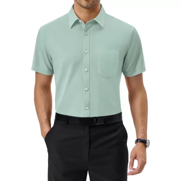 Alimens &amp; Gentle Mens Short Sleeve Dress Shirts Regular Fit Cotton Stretch Wrinkle-Resistant Button Down Shirts
