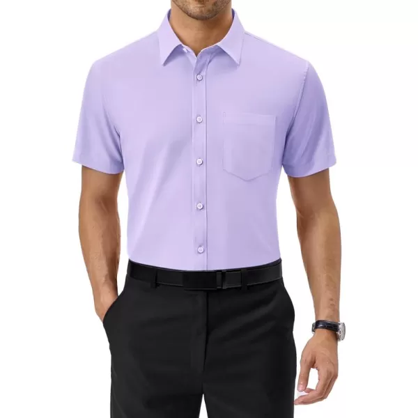 Alimens &amp; Gentle Mens Short Sleeve Dress Shirts Regular Fit Cotton Stretch Wrinkle-Resistant Button Down Shirts