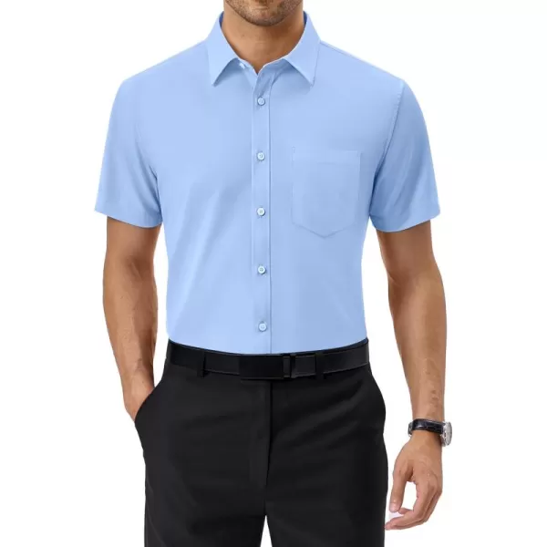 Alimens &amp; Gentle Mens Short Sleeve Dress Shirts Regular Fit Cotton Stretch Wrinkle-Resistant Button Down Shirts