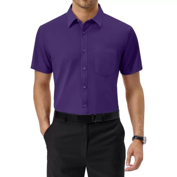 Alimens &amp; Gentle Mens Short Sleeve Dress Shirts Regular Fit Cotton Stretch Wrinkle-Resistant Button Down Shirts