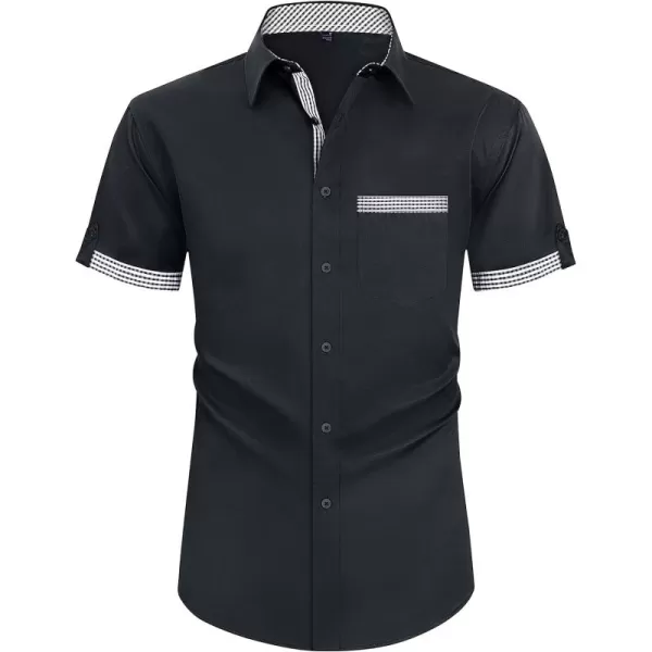 Alimens &amp; Gentle Mens Short Sleeve Dress Shirts Wrinkle Free Solid Casual Button Down Shirts with Pocket