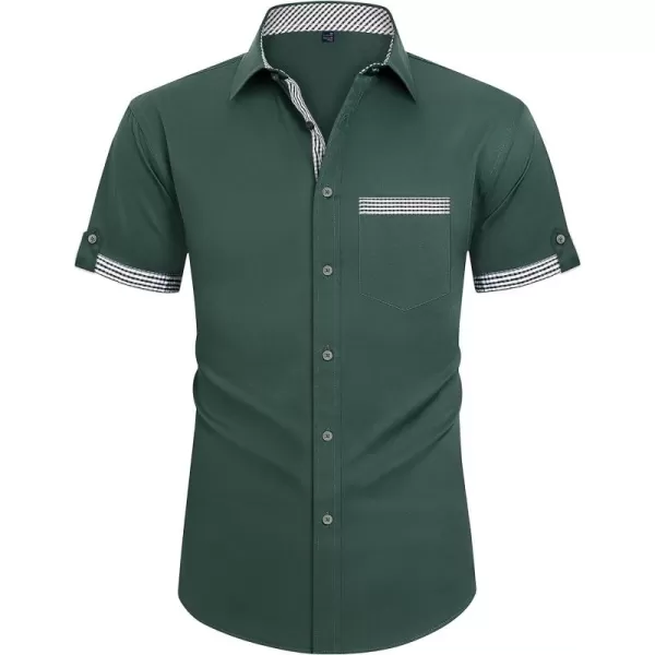 Alimens &amp; Gentle Mens Short Sleeve Dress Shirts Wrinkle Free Solid Casual Button Down Shirts with Pocket