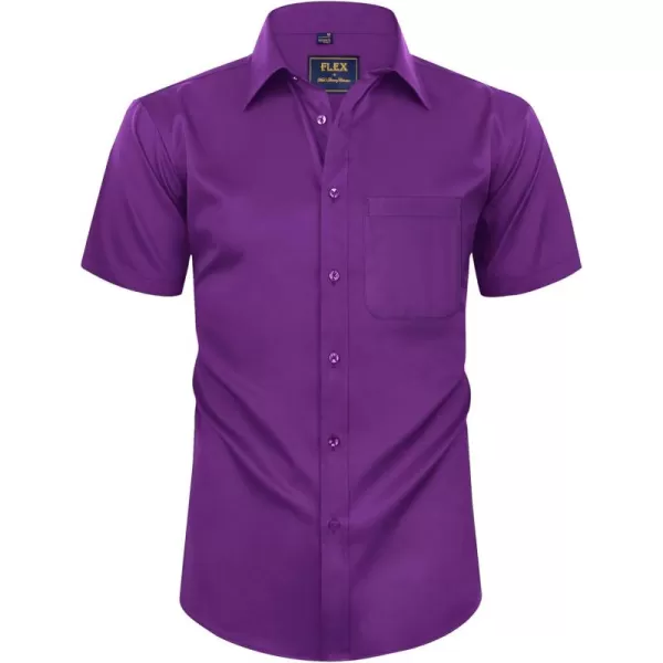 Alimens &amp; Gentle Mens Short Sleeve Dress Shirts Wrinkle Free Solid Casual Button Down Shirts with Pocket