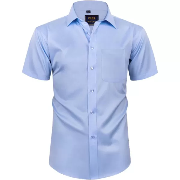 Alimens &amp; Gentle Mens Short Sleeve Dress Shirts Wrinkle Free Solid Casual Button Down Shirts with Pocket