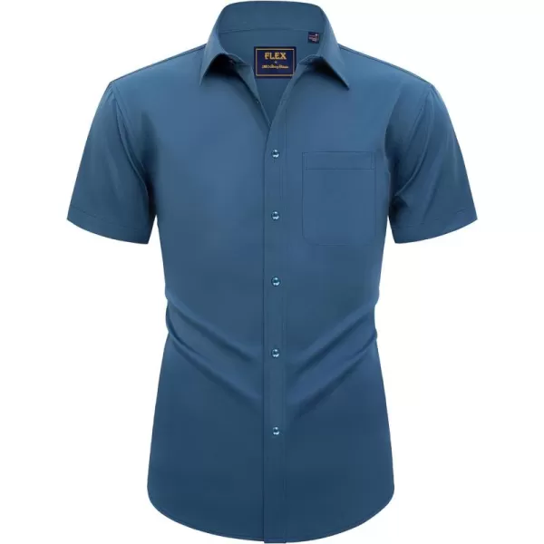 Alimens &amp; Gentle Mens Short Sleeve Dress Shirts Wrinkle Free Solid Casual Button Down Shirts with Pocket
