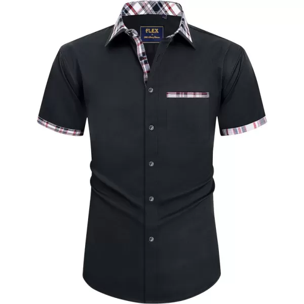 Alimens &amp; Gentle Mens Short Sleeve Dress Shirts Wrinkle Free Solid Casual Button Down Shirts with Pocket