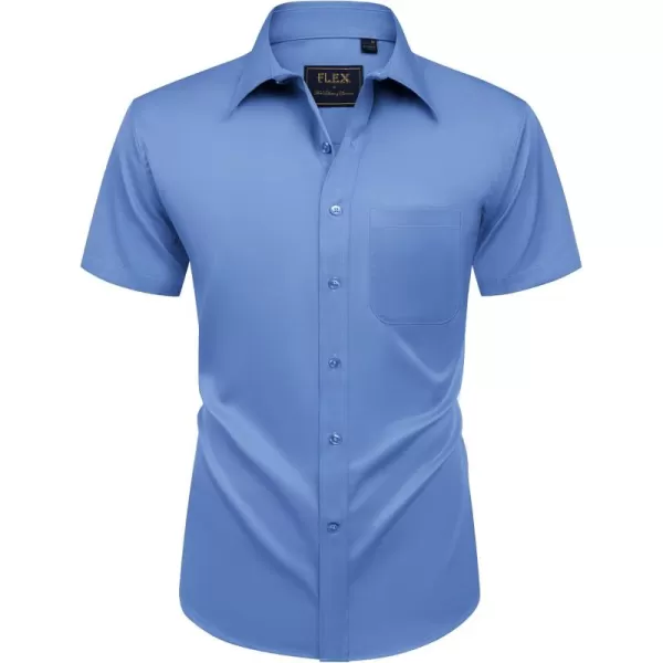 Alimens &amp; Gentle Mens Short Sleeve Dress Shirts Wrinkle Free Solid Casual Button Down Shirts with Pocket
