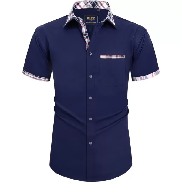 Alimens &amp; Gentle Mens Short Sleeve Dress Shirts Wrinkle Free Solid Casual Button Down Shirts with Pocket