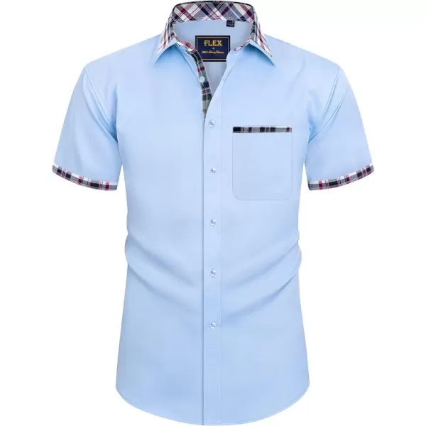 Alimens &amp; Gentle Mens Short Sleeve Dress Shirts Wrinkle Free Solid Casual Button Down Shirts with Pocket