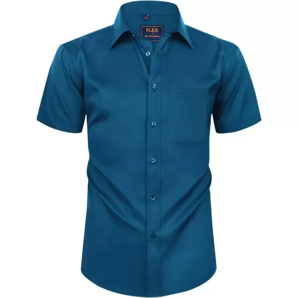 Alimens &amp; Gentle Mens Short Sleeve Dress Shirts Wrinkle Free Solid Casual Button Down Shirts with Pocket