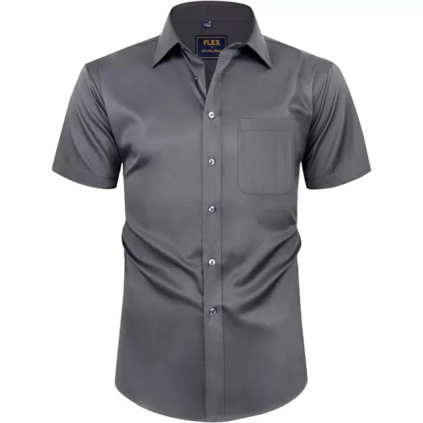 Alimens &amp; Gentle Mens Short Sleeve Dress Shirts Wrinkle Free Solid Casual Button Down Shirts with Pocket