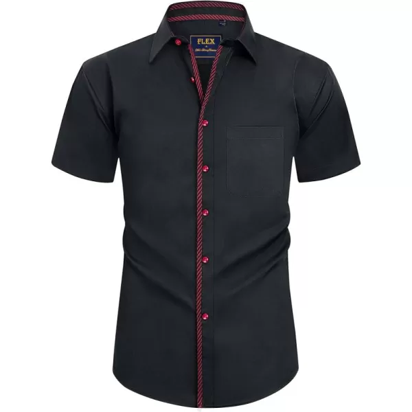 Alimens &amp; Gentle Mens Short Sleeve Dress Shirts Wrinkle Free Solid Casual Button Down Shirts with Pocket
