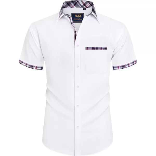 Alimens &amp; Gentle Mens Short Sleeve Dress Shirts Wrinkle Free Solid Casual Button Down Shirts with Pocket