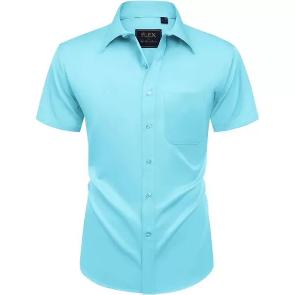 Alimens &amp; Gentle Mens Short Sleeve Dress Shirts Wrinkle Free Solid Casual Button Down Shirts with Pocket
