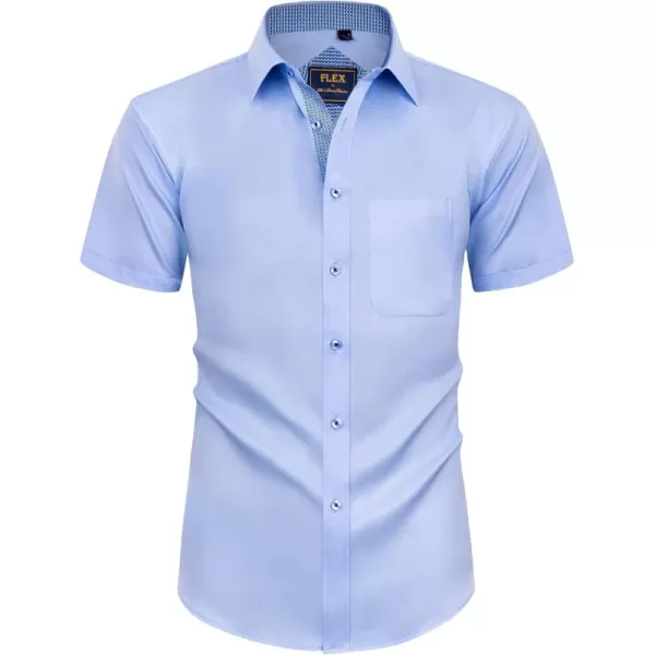 Alimens &amp; Gentle Mens Short Sleeve Dress Shirts Wrinkle Free Solid Casual Button Down Shirts with Pocket