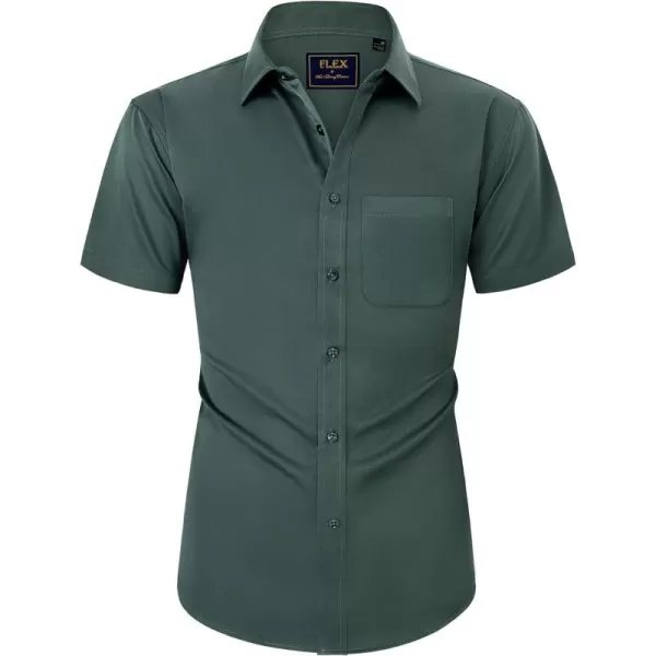 Alimens &amp; Gentle Mens Short Sleeve Dress Shirts Wrinkle Free Solid Casual Button Down Shirts with Pocket