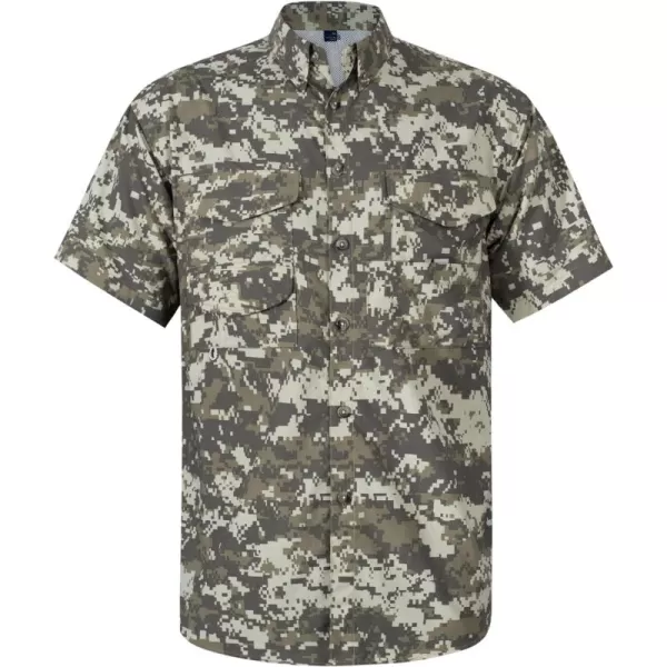 Alimens &amp; Gentle Mens Short Sleeve Fishing Shirt Camouflage Quick Dry Outdoor Sun Protection Shirts