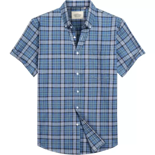 Alimens &amp; Gentle Men's Short Sleeve Oxford Shirt Regular Fit Button Down Collar Shirts with Pocket
