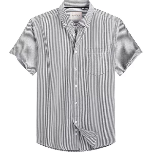 Alimens &amp; Gentle Men's Short Sleeve Oxford Shirt Regular Fit Button Down Collar Shirts with Pocket