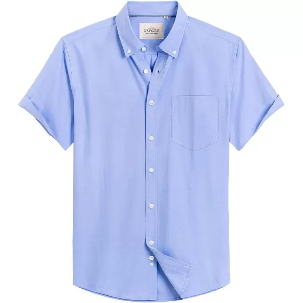 Alimens &amp; Gentle Men's Short Sleeve Oxford Shirt Regular Fit Button Down Collar Shirts with Pocket