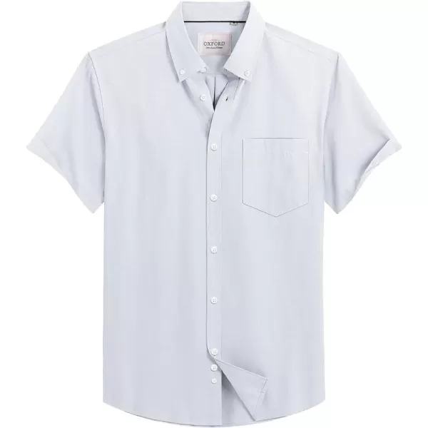 Alimens &amp; Gentle Men's Short Sleeve Oxford Shirt Regular Fit Button Down Collar Shirts with Pocket