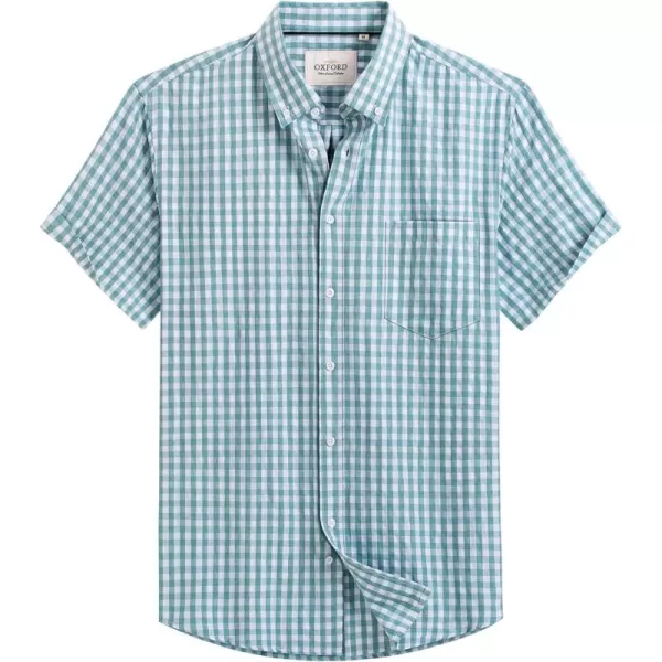 Alimens &amp; Gentle Men's Short Sleeve Oxford Shirt Regular Fit Button Down Collar Shirts with Pocket