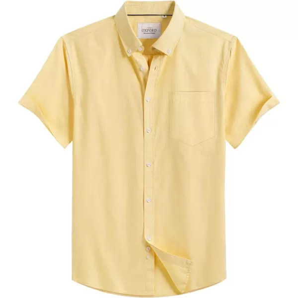 Alimens &amp; Gentle Men's Short Sleeve Oxford Shirt Regular Fit Button Down Collar Shirts with Pocket