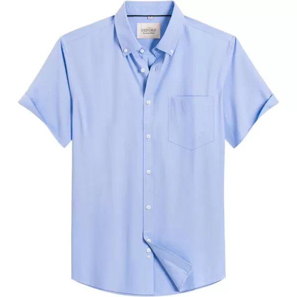 Alimens &amp; Gentle Men's Short Sleeve Oxford Shirt Regular Fit Button Down Collar Shirts with Pocket