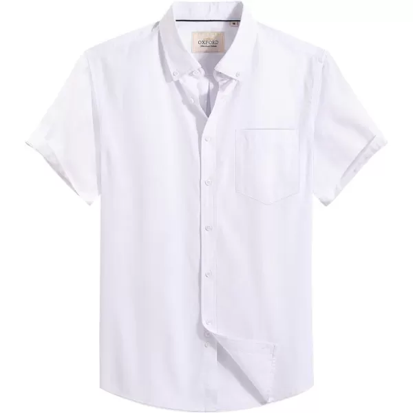 Alimens &amp; Gentle Men's Short Sleeve Oxford Shirt Regular Fit Button Down Collar Shirts with Pocket